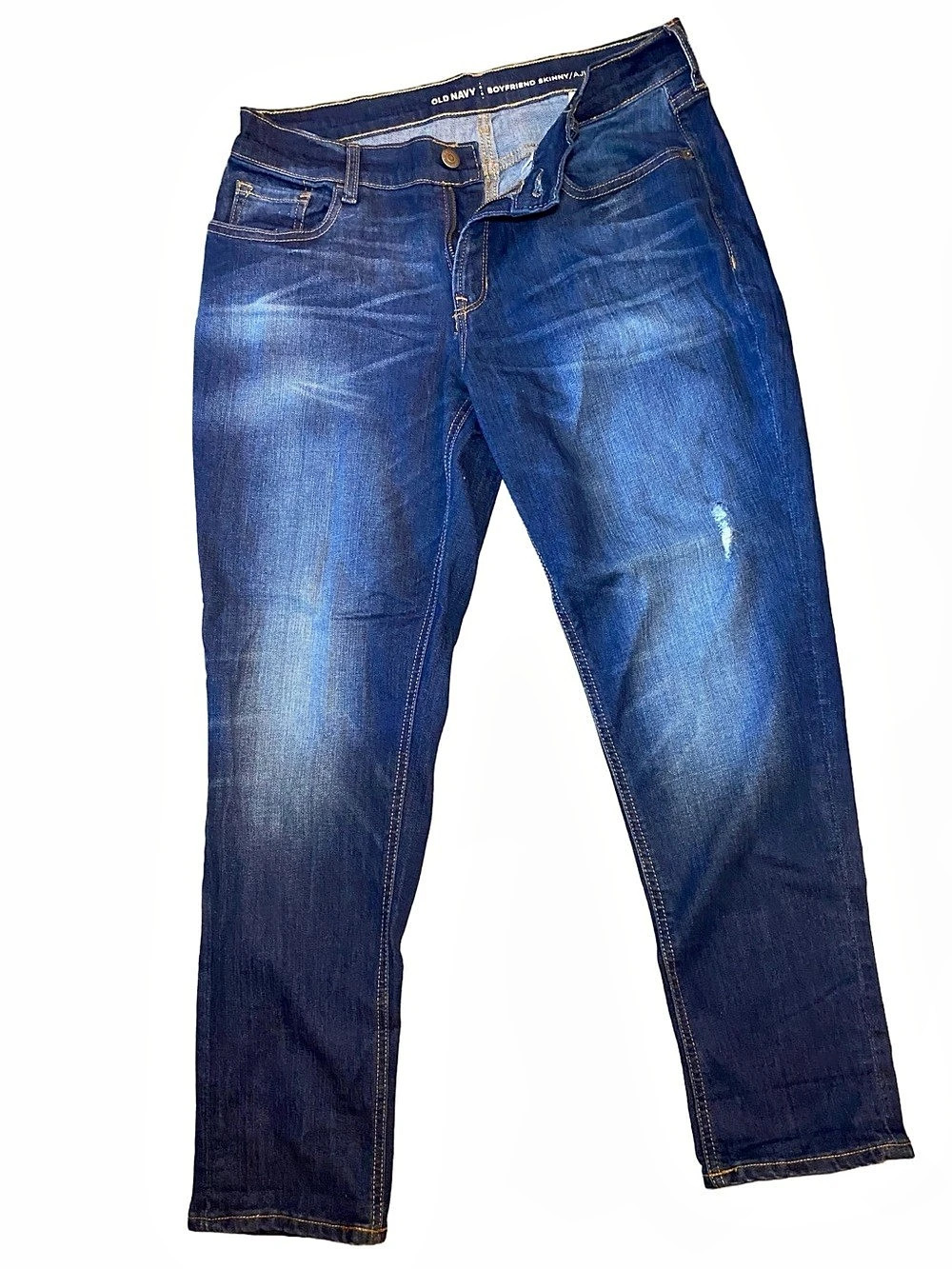 Old Navy Boyfriend Skinny Jeans 8 Tall Dark Wash Distressed